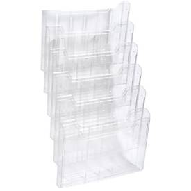 Exacompta Prospekthalter Wanddisplay A4 vertikal, 6 Fächer à 26 mm, montiert geliefert, Befestigung inkl., 25 Jahre Garantie