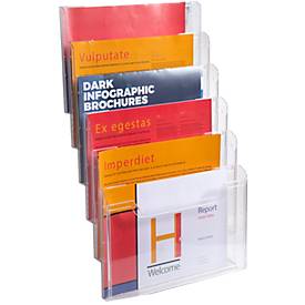 Exacompta Prospekthalter Wanddisplay A4 vertikal, 6 Fächer à 26 mm, montiert geliefert, Befestigung inkl., 25 Jahre Garantie