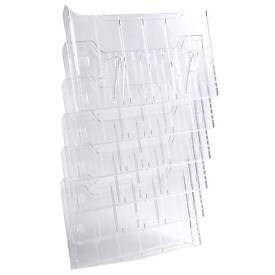 Exacompta Prospekthalter Wanddisplay A4 vertikal, 6 Fächer à 26 mm, montiert geliefert, Befestigung inkl., 25 Jahre Garantie