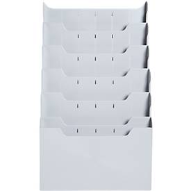 Exacompta Prospekthalter Wanddisplay horizontal, 6 A4 Fächer à 26 mm, erweiterbar per Clip, montiert, 25 Jahre Garantie Fragen Erklären