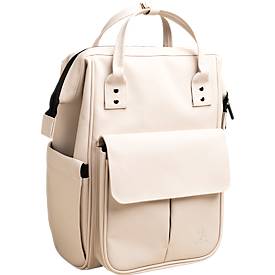 Exacompta Rucksack Exactive®, mattes PU, Laptopfach bis 14″, viele Fächer, 2 Tragegriffe, Trolley-Schlaufe, B 250 x H 380 x T 200 mm, beige