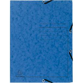 Exacompta Sammelmappe, DIN A4, mit Gummizug, 3 Klappen, beschriftbar, Colorspan-Karton, 355 g/m², blau