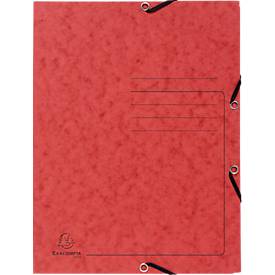 Exacompta Sammelmappe, DIN A4, mit Gummizug, 3 Klappen, beschriftbar, Colorspan-Karton, 355 g/m², rot