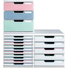 Exacompta Schubladenbox Autentik, für A4/A4+, aus recyceltem Kunststoff, geschlossene Schubladen, stapelbar, leiser Auszug, 3 Schubladen, farbsortiert