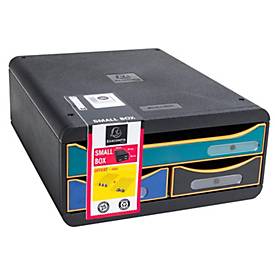 Exacompta Small Box Neo Deco sortiert, 3 Schubladen A4+, leise mit Sicherheitsstopp, stapelbar, 13,5 cm, 25 Jahre