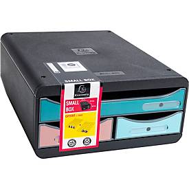 Exacompta Small Box Skandi sortiert, 3 Schubladen A4+, leise mit Sicherheitsstopp, stapelbar, 13,5 cm, 25 Jahre