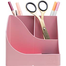 Exacompta Stifteköcher Pen Wave Autentik, 5 Fächer, aus recyceltem Kunststoff, skandinavisches Design, für Büro & Homeoffice, rosa