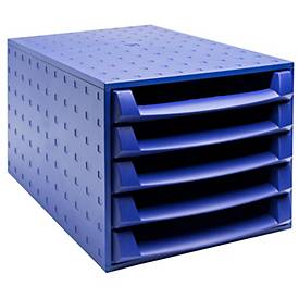 Exacompta THE BOX Schubladenbox A4/A4+ 5 Schübe offen, Forever Kobaltblau, leise, Sicherheitsstopp