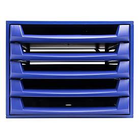 Exacompta THE BOX Schubladenbox A4/A4+ 5 Schübe offen, Forever Kobaltblau, leise, Sicherheitsstopp
