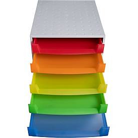 Exacompta THE BOX Schubladenbox A4/A4+ 5 Schübe offen, Linicolor Regenbogen, leise, Sicherheitsstopp