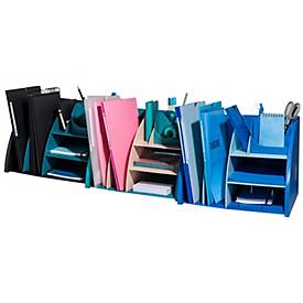 Exacompta The Organizer Marineblau/Hellblau, 4 Fächer (2x A5/2x A6), Recyclingkunststoff, Blauer Engel, 25 Jahre Garantie