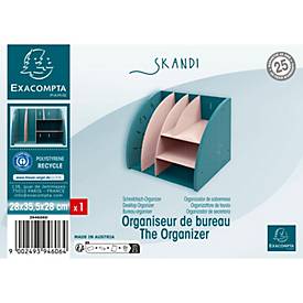 Exacompta The Organizer Pazifikblau/Nude, 4 Fächer (2x A5/2x A6), Recyclingkunststoff, Blauer Engel, 25 Jahre Garantie