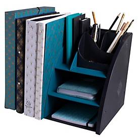 Exacompta The Organizer Schwarz/Blaugrün, 4 Fächer (2x A5/2x A6), Recyclingkunststoff, Blauer Engel, 25 Jahre Garantie
