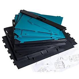Exacompta The Organizer Schwarz/Blaugrün, 4 Fächer (2x A5/2x A6), Recyclingkunststoff, Blauer Engel, 25 Jahre Garantie