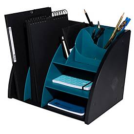 Exacompta The Organizer Schwarz/Blaugrün, 4 Fächer (2x A5/2x A6), Recyclingkunststoff, Blauer Engel, 25 Jahre Garantie