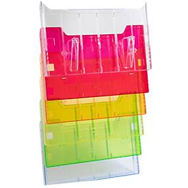 Exacompta Wandprospektständer A4 horizontal 6 Fächer Regenbogen, 26 mm Fülltiefe, Wandmontage inkl., 25 Jahre Garantie