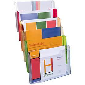 Exacompta Wandprospektständer A4 horizontal 6 Fächer Regenbogen, 26 mm Fülltiefe, Wandmontage inkl., 25 Jahre Garantie