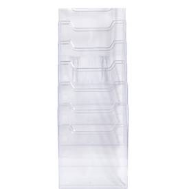 Exacompta Wandprospektständer A4 vertikal 6 Fächer kristallklar, 26 mm Fülltiefe, Wandmontage inkl., 25 Jahre Garantie