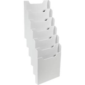 Exacompta Wandprospektständer A4 vertikal 6 Fächer lichtgrau, 26 mm Fülltiefe, Wandmontage inkl., 25 Jahre Garantie