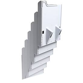 Exacompta Wandprospektständer A4 vertikal 6 Fächer lichtgrau, 26 mm Fülltiefe, Wandmontage inkl., 25 Jahre Garantie