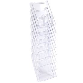 Exacompta Wandprospektständer A4 vertikal 8 Fächer kristallklar, 26 mm Fülltiefe, Wandmontage inkl., 25 Jahre Garantie