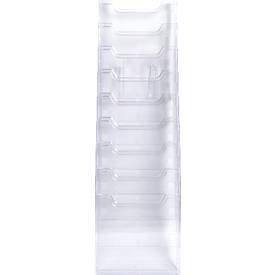 Exacompta Wandprospektständer A4 vertikal 8 Fächer kristallklar, 26 mm Fülltiefe, Wandmontage inkl., 25 Jahre Garantie