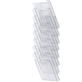 Exacompta Wandprospektständer A4 vertikal 8 Fächer kristallklar, 26 mm Fülltiefe, Wandmontage inkl., 25 Jahre Garantie