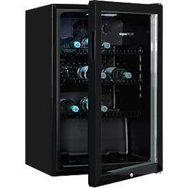 Exquisit Glastürkühlschrank GKS120-GT-160C Schwarz 118 l, Umluft, 3 Ablagen, Türschloss, freistehend