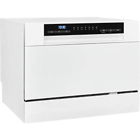 Exquisit GSP206-030D Tischgeschirrspüler, 55 cm breit, Power+ Kurzprogramm, ECO Modus, weiß