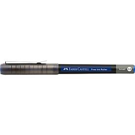 Faber Castell Tintenroller Free Ink Broad, Schreibfarbe blau, Strichstärke 1,5 mm, mit Sichtfester und Metallclip, Recycling-Kunststoff, 1 Stück