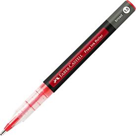 Faber Castell Tintenroller Free Ink Broad, Schreibfarbe rot, Strichstärke 1,5 mm, mit Sichtfester und Metallclip, Recycling-Kunststoff, 1 Stück