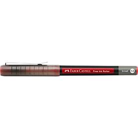 Faber Castell Tintenroller Free Ink Broad, Schreibfarbe rot, Strichstärke 1,5 mm, mit Sichtfester und Metallclip, Recycling-Kunststoff, 1 Stück