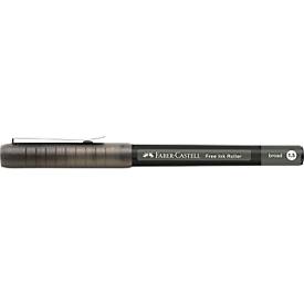 Faber Castell Tintenroller Free Ink Broad, Schreibfarbe schwarz, Strichstärke 1,5 mm, mit Sichtfester und Metallclip, Recycling-Kunststoff, 1 Stück