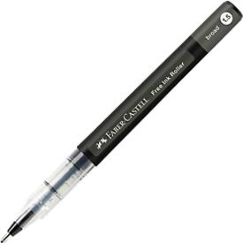Faber Castell Tintenroller Free Ink Broad, Schreibfarbe schwarz, Strichstärke 1,5 mm, mit Sichtfester und Metallclip, Recycling-Kunststoff, 1 Stück