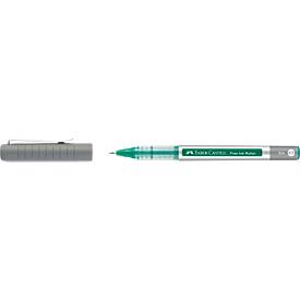 Faber Castell Tintenroller Free Ink Fine, Schreibfarbe grün, Strichstärke 0,7 mm, mit Sichtfester und Metallclip, Recycling-Kunststoff, 1 Stück