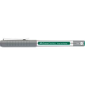 Faber Castell Tintenroller Free Ink Fine, Schreibfarbe grün, Strichstärke 0,7 mm, mit Sichtfester und Metallclip, Recycling-Kunststoff, 1 Stück