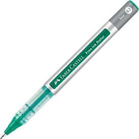 Faber Castell Tintenroller Free Ink Fine, Schreibfarbe grün, Strichstärke 0,7 mm, mit Sichtfester und Metallclip, Recycling-Kunststoff, 1 Stück