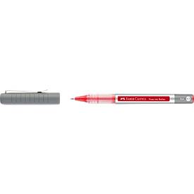 Faber Castell Tintenroller Free Ink Fine, Schreibfarbe rot, Strichstärke 0,7 mm, mit Sichtfester und Metallclip, Recycling-Kunststoff, 1 Stück