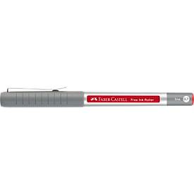 Faber Castell Tintenroller Free Ink Fine, Schreibfarbe rot, Strichstärke 0,7 mm, mit Sichtfester und Metallclip, Recycling-Kunststoff, 1 Stück