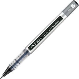 Faber Castell Tintenroller Free Ink Fine, Schreibfarbe schwarz, Strichstärke 0,7 mm, mit Sichtfester und Metallclip, Recycling-Kunststoff, 1 Stück