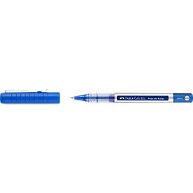 Faber Castell Tintenroller Free Ink Micro, Schreibfarbe blau, Strichstärke 0,5 mm, mit Sichtfester und Metallclip, Recycling-Kunststoff, 1 Stück