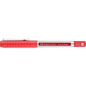 Faber Castell Tintenroller Free Ink Micro, Schreibfarbe rot, Strichstärke 0,5 mm, mit Sichtfester und Metallclip, Recycling-Kunststoff, 1 Stück