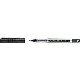 Faber Castell Tintenroller Free Ink Micro, Schreibfarbe schwarz, Strichstärke 0,5 mm, mit Sichtfester und Metallclip, Recycling-Kunststoff, 1 Stück