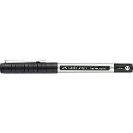 Faber Castell Tintenroller Free Ink Micro, Schreibfarbe schwarz, Strichstärke 0,5 mm, mit Sichtfester und Metallclip, Recycling-Kunststoff, 1 Stück