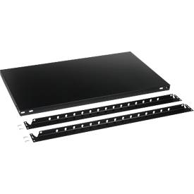 Fachboden für Grundregal/Anbauregal ORDO Business, höhenverstellbar, Stärke 40 mm, Tragkraft bis 185 kg, B 1300 x T 400 x H 40 mm, Stahl, schwarz