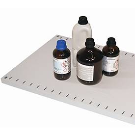 Fachboden Standard für asecos Chemikalienschränke der CS und CX Serie, Stahlblech, lichtgrau, B 748 x T 492 x H 30 mm, bis 60 kg