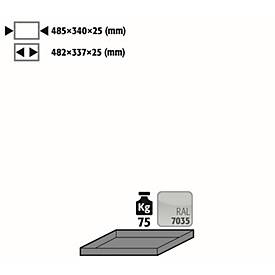 Image of Fachboden Standard für asecos Druckgasflaschenschränke, Stahlblech, lichtgrau, B 485 x T 340 x H 25 mm, bis 75 kg