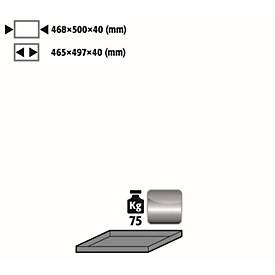 Fachboden Standard für asecos Sicherheitsschränke der S-30 und K-30 Serie, Edelstahl 1.4301, B 468 x T 500 x H 40 mm, bis 75 kg