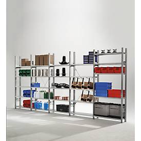 Fachbodenregal R3000, B 5155 x H 2278 mm, Grund-/Anbauregal, 25 Böden verzinkt, 300 mm Tiefe