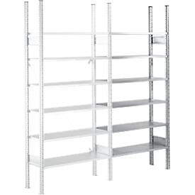Fachbodenregal SSI Schäfer R3000, Anbauregal, 5 verzinkte Böden, Tiefe 400 mm, Fachlast 150 kg, B 1315 x H 1960 mm